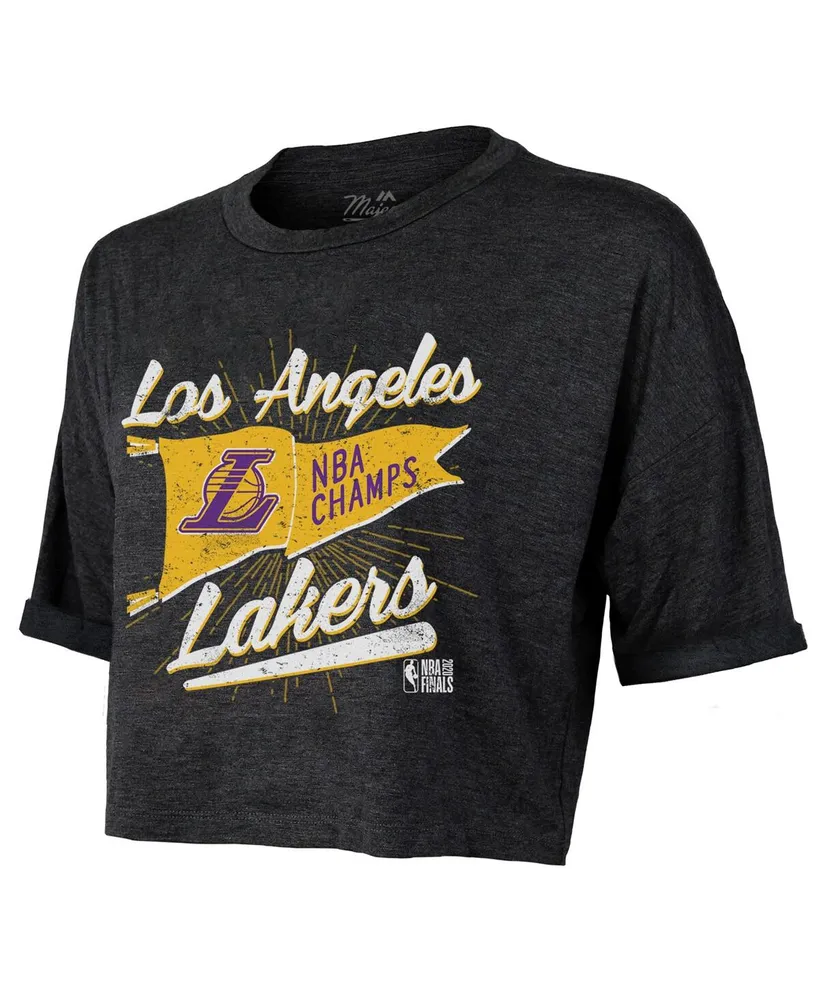 Women's Majestic Threads Black Los Angeles Lakers 2020 Nba Finals Champions Crop Top T-shirt
