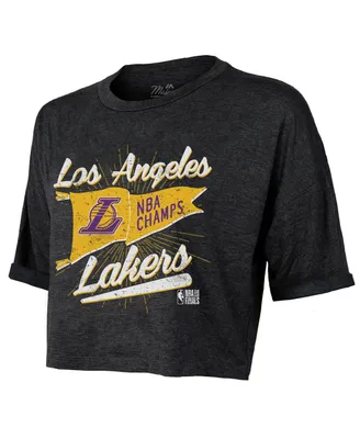 Women's Majestic Threads Black Los Angeles Lakers 2020 Nba Finals Champions Crop Top T-shirt