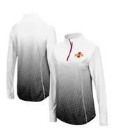 Women's Colosseum Black Iowa State Cyclones Magic Ombre Quarter-Zip Raglan Jacket