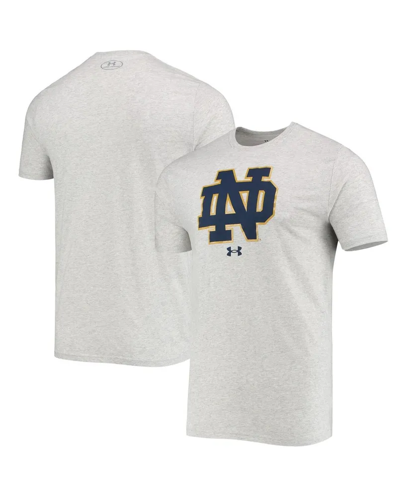 Men's Under Armour Heathered Gray Notre Dame Fighting Irish School Logo Performance Cotton T-shirt