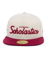 Men's Physical Culture Cream Scholastic Athletic Association Black Fives Snapback Adjustable Hat