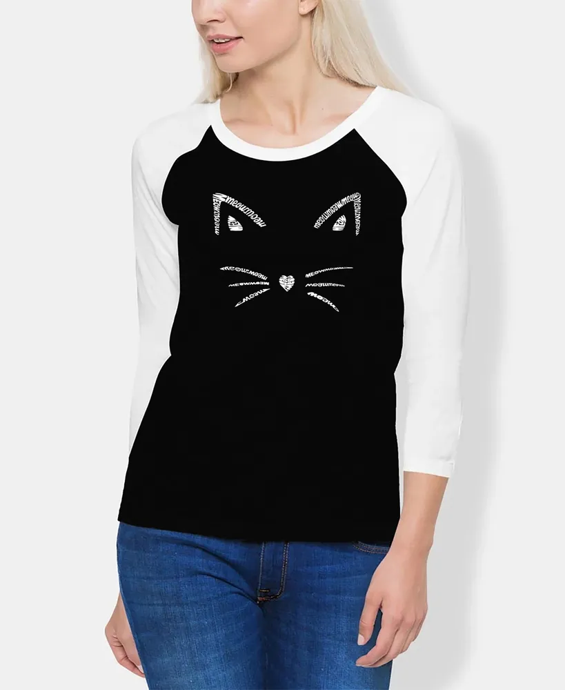 Women's Raglan Word Art Whiskers T-shirt