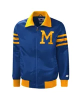 Men's Starter Royal Milwaukee Brewers The Captain Iii Full-Zip Varsity Jacket