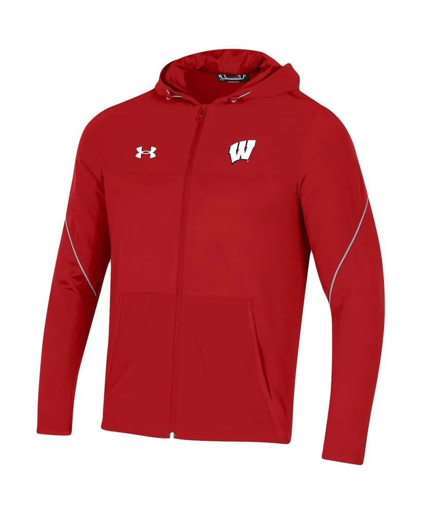 Men's Under Armour Red Wisconsin Badgers 2021 Sideline Warm-Up Full-Zip Hoodie