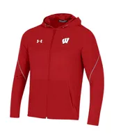 Men's Under Armour Red Wisconsin Badgers 2021 Sideline Warm-Up Full-Zip Hoodie