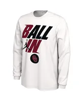 Men's Jordan White Oklahoma Sooners Ball In Bench Long Sleeve T-shirt