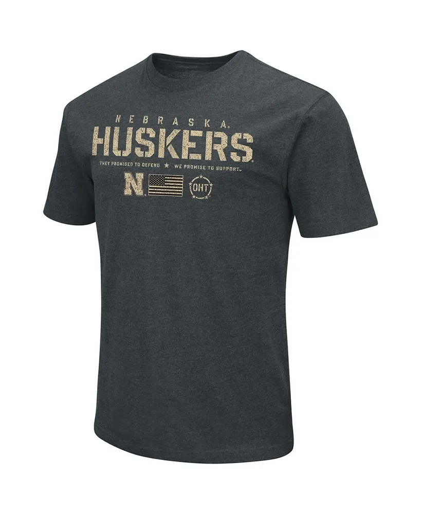 Men's Colosseum Heathered Black Nebraska Huskers Oht Military-Inspired Appreciation Flag 2.0 T-shirt
