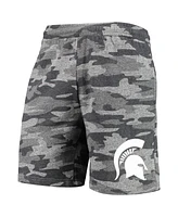 Men's Concepts Sport Charcoal, Gray Michigan State Spartans Camo Backup Terry Jam Lounge Shorts