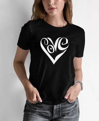 Women's Word Art Script Love Heart T-shirt