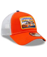 Men's New Era Orange, White Darrell Waltrip Legends 9Forty A-Frame Adjustable Trucker Hat