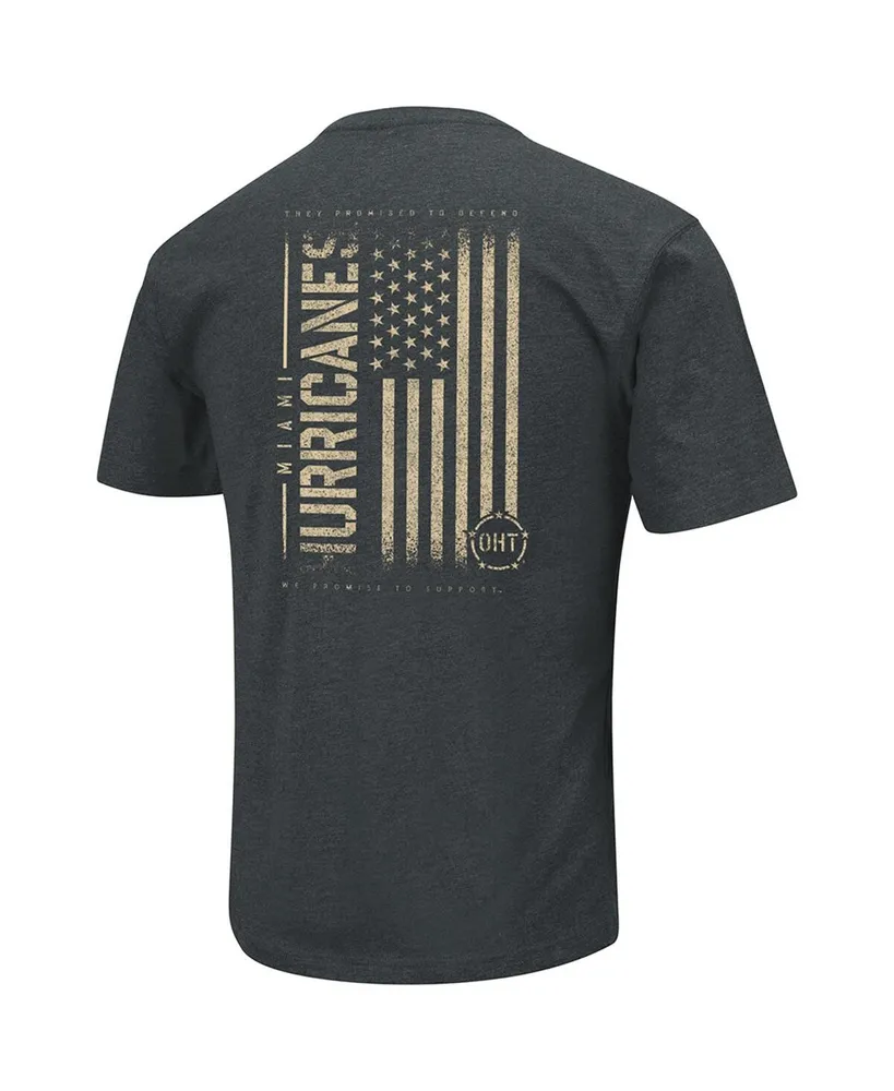 Men's Colosseum Heathered Black Miami Hurricanes Oht Military-Inspired Appreciation Flag 2.0 T-shirt