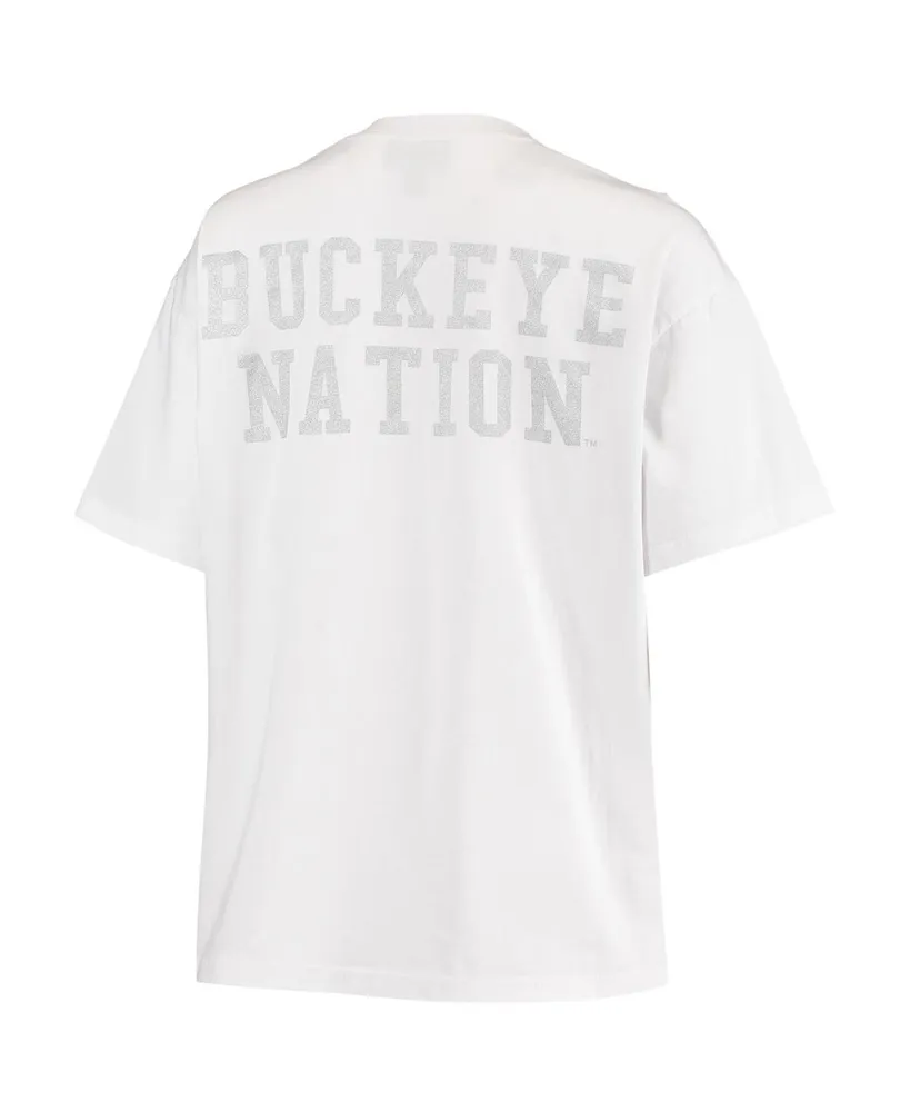 Women's The Wild Collective White Ohio State Buckeyes Camo Boxy Graphic T-shirt