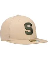 Men's New Era Tan Michigan State Spartans Camel & Rifle 59Fifty Fitted Hat