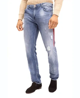 Ron Tomson Men's Modern Stripe Denim Jeans