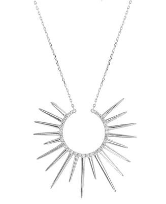 Cubic Zirconia Sun Ray Pendant Necklace, 16" + 2" extender
