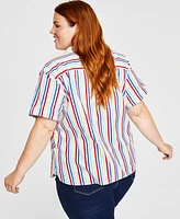 Tommy Hilfiger Plus Striped Camp Shirt