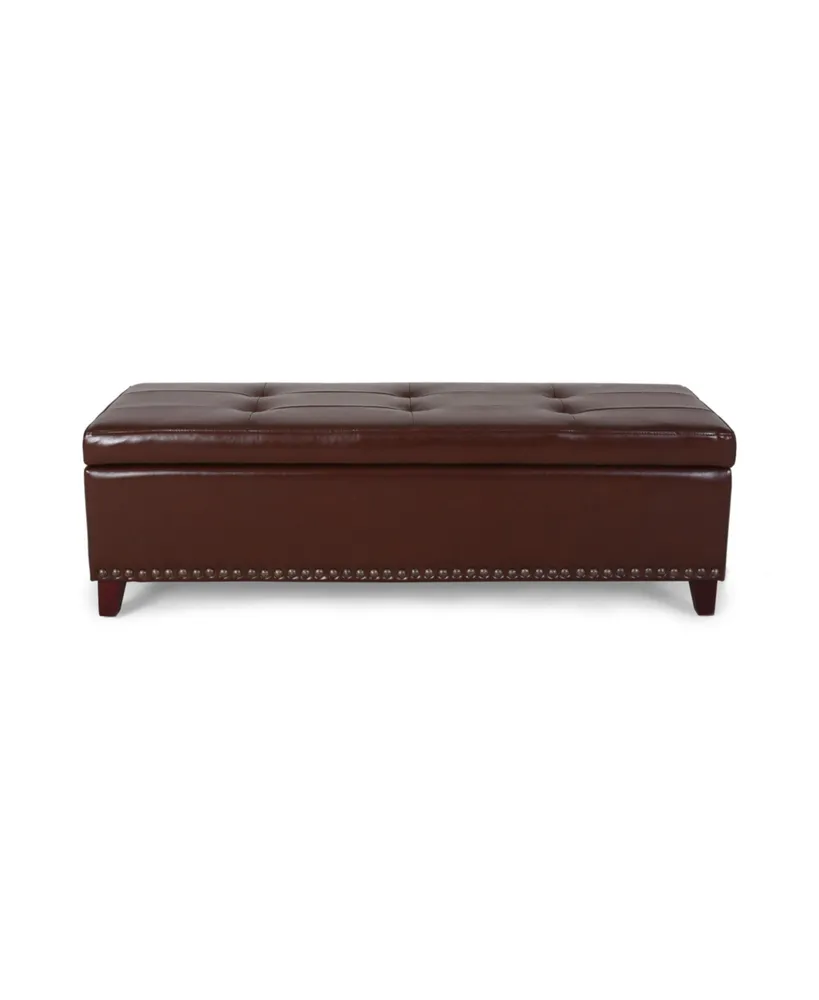 Gavin Contemporary Storage Ottoman with Nailhead Trim