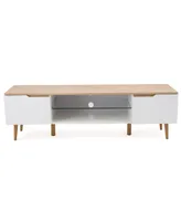 Rowan Mid-Century Modern Two-Toned Tv Stand with Glass Shelf