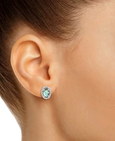 Onyx & Diamond Accent Oval Stud Earrings Sterling Silver (Also Labradorite Turquoise)