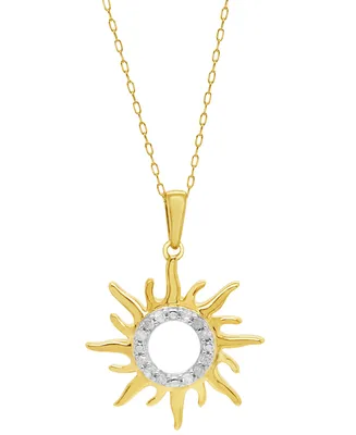 Diamond Sun 18" Pendant Necklace (1/10 ct. t.w.) in Sterling Silver & 14k Gold-Plate