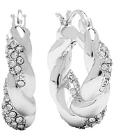 Women's Crystal Twist Puff Hoop Earring