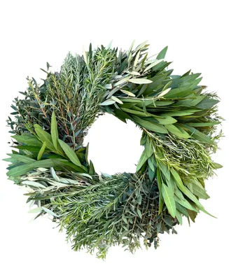 GreenishBlu Eucalyptus, Rosemary, Bayleaf and Olive Fresh Spring Wreath, 20"