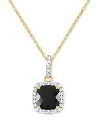Cultured Freshwater Pearl & Lab-Grown White Sapphire (1/6 ct. t.w.) Halo 18" Pendant Necklace 10k Gold (Also Onyx)