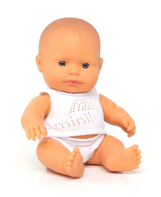 Miniland 8.75" Newborn Baby Doll Caucasian Boy Set, 3 Piece