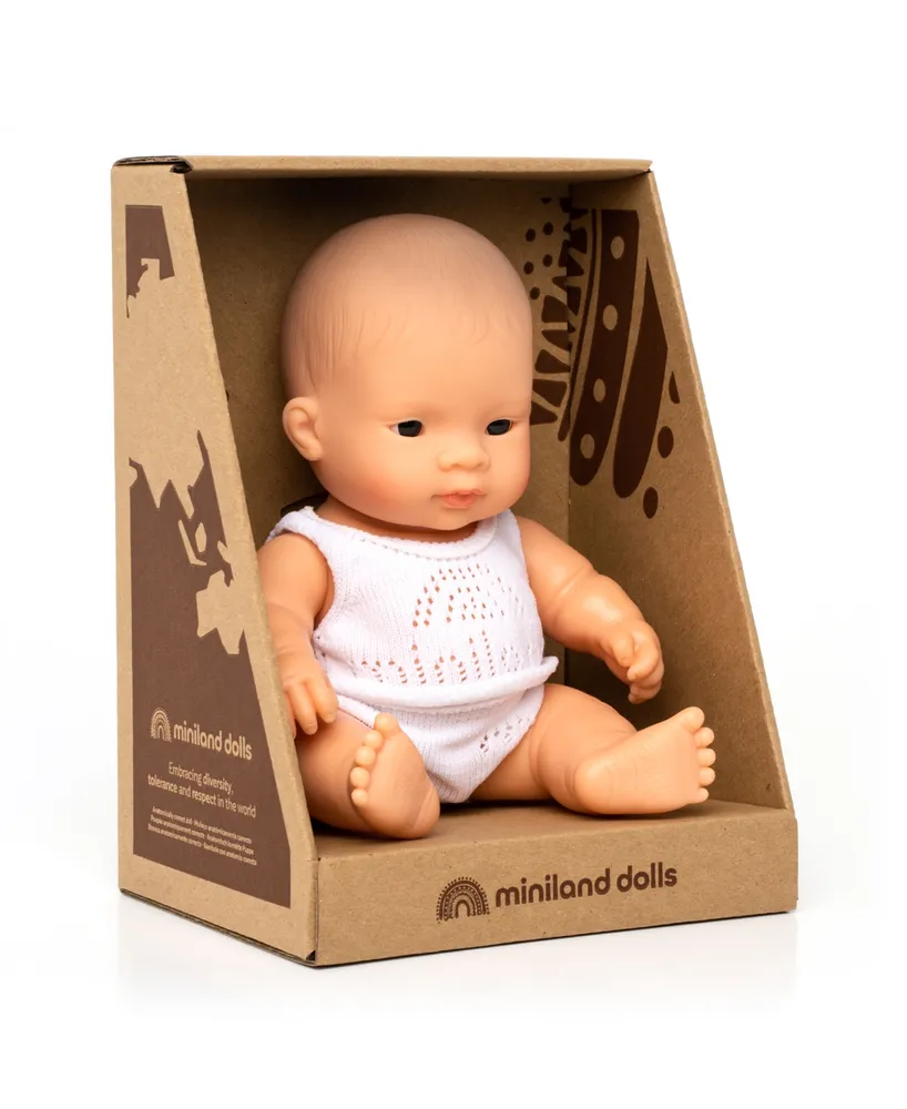 Miniland 8.75" Newborn Baby Doll Asian Girl Set, 3 Piece