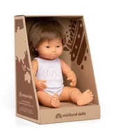 Miniland 15" Baby Doll Caucasian Boy with Down Syndrome Set, 3 Piece