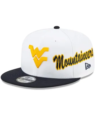 Men's New Era White and Navy West Virginia Mountaineers Two-Tone Side Script 9FIFTY Snapback Hat