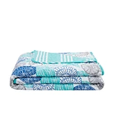 Closeout! Quaint Home Seashell and Starfish Print Reversible 5 Piece Quilt Set