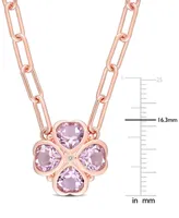 Rose Quartz (2-1/5 ct. t.w.) & Diamond Accent Heart Flower 18" Pendant Necklace in Rose Gold-Plated Sterling Silver