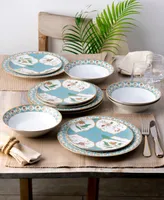 Noritake Lodi's Morning Dinner Set, 12 Piece - White, Blue, Gold