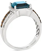 Le Vian Men's Deep Sea Blue Topaz (4-1/2 ct. t.w.) & Diamond (3/8 Ring Sterling Silver