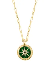 Effy Malachite & Diamond (1/10 ct. t.w.) Star 18" Pendant Necklace