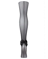 Women's Backseam Bow Fishnet Tights