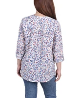 Petite 3/4 Roll Tab Sleeve Blouse Top