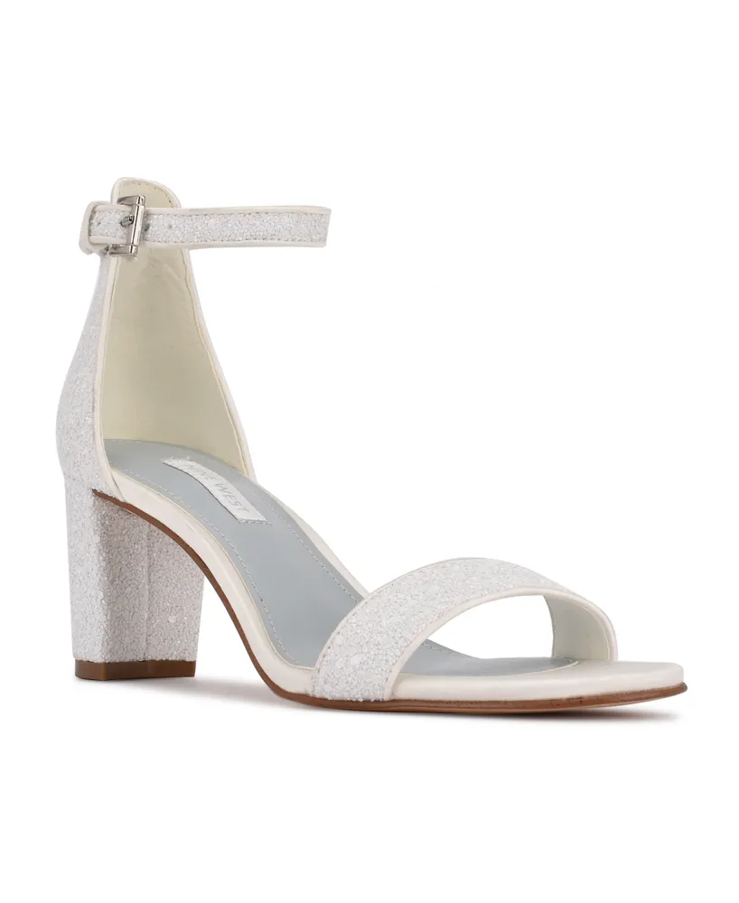 Nine West Women's Pruce Bridal Ankle Strap Block Heel Sandals