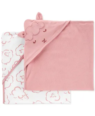 Carter's Baby Girls Sheep Hooded Towels, Pack of 2