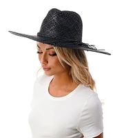 Marcus Adler Women's Wide Brim Straw Hat with Ribbon Trim