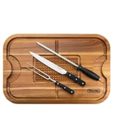 Viking Oversized Acacia Carving Board with 3 Piece Carving Set