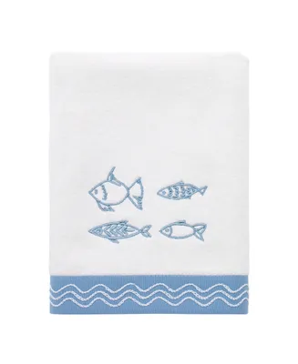 Avanti Fin Bay Fish Embroidered Cotton Hand Towel, 16" x 30"