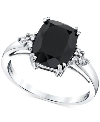 Onyx & Diamond Accent Ring in Sterling Silver