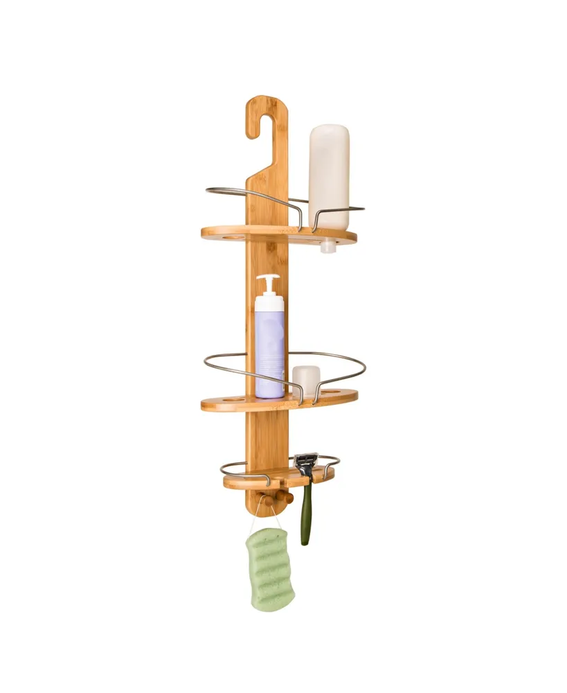 Honey Can Do 3-Tier Hanging Bamboo Shower Caddy with Suction Cups