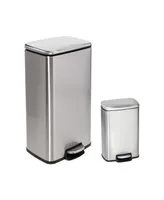 Honey Can Do Stainless Steel Step Trash Cans with Lid, Set of 2 - Silver