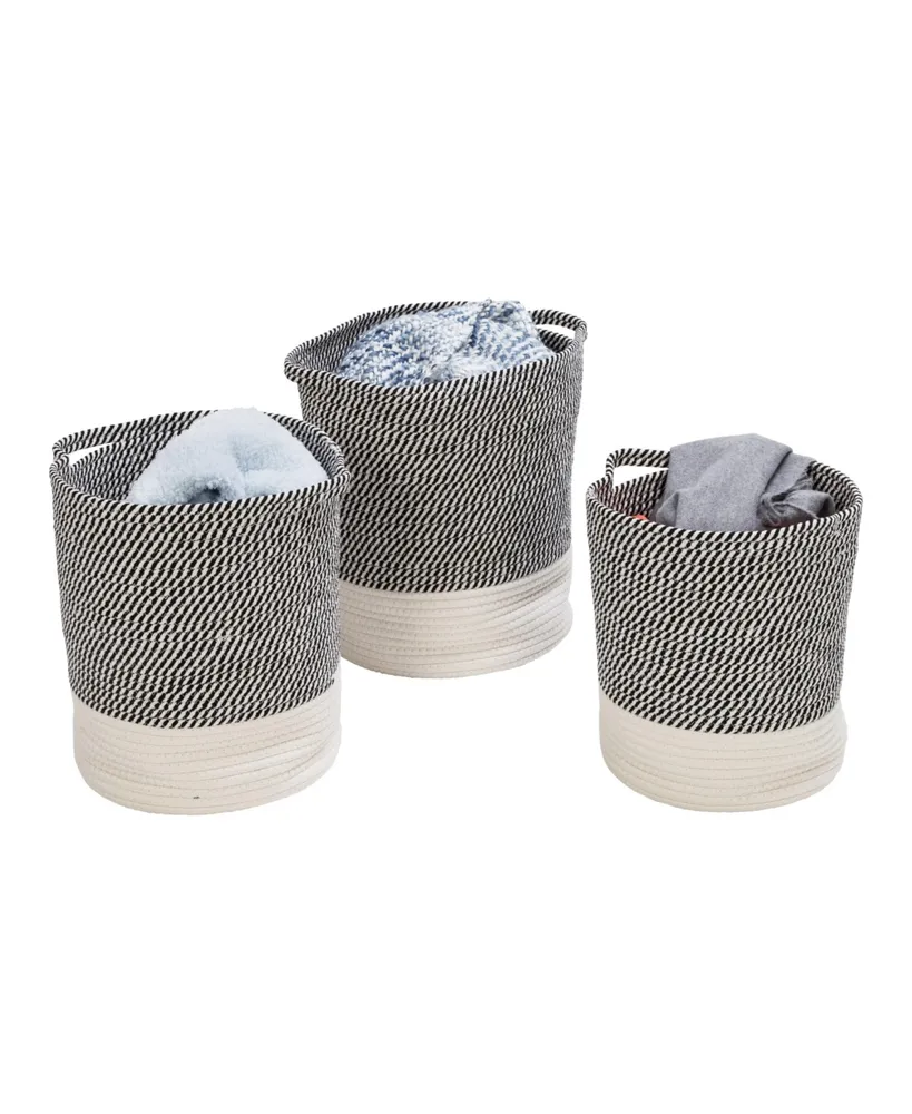 Honey Can Do Storage Organization Two-Tone Cotton Rope Baskets, Set of 3