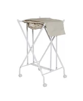 Honey Can Do Single Bounce Back Hamper No Bend Laundry Basket with Wheels and Lid