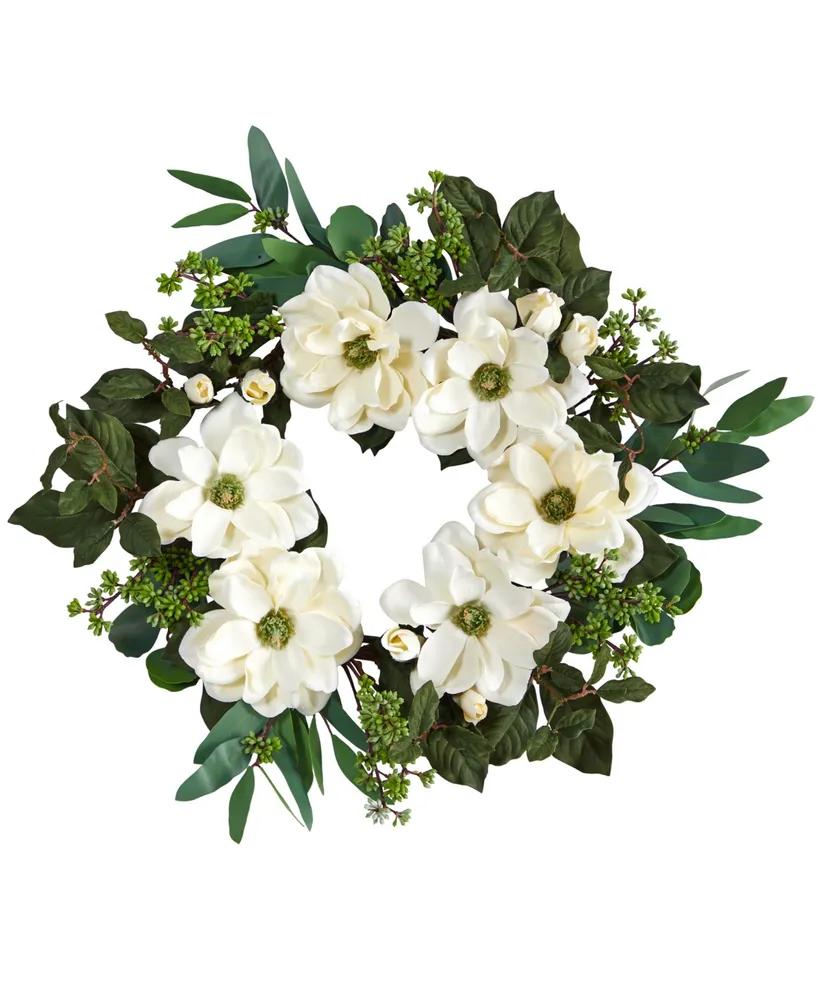 Magnolia, Eucalyptus and Berries Artificial Wreath, 23"