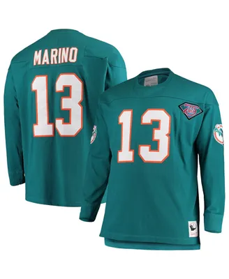 Men's Mitchell & Ness Dan Marino Aqua Miami Dolphins Big and Tall Retired Player Name and Number Long Sleeve Top